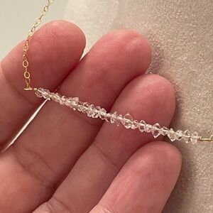 Herkimer Diamond Bar Necklace | Raw Stone Necklace